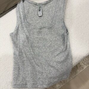 Aritzia Light Gray Ribbed Tank Top